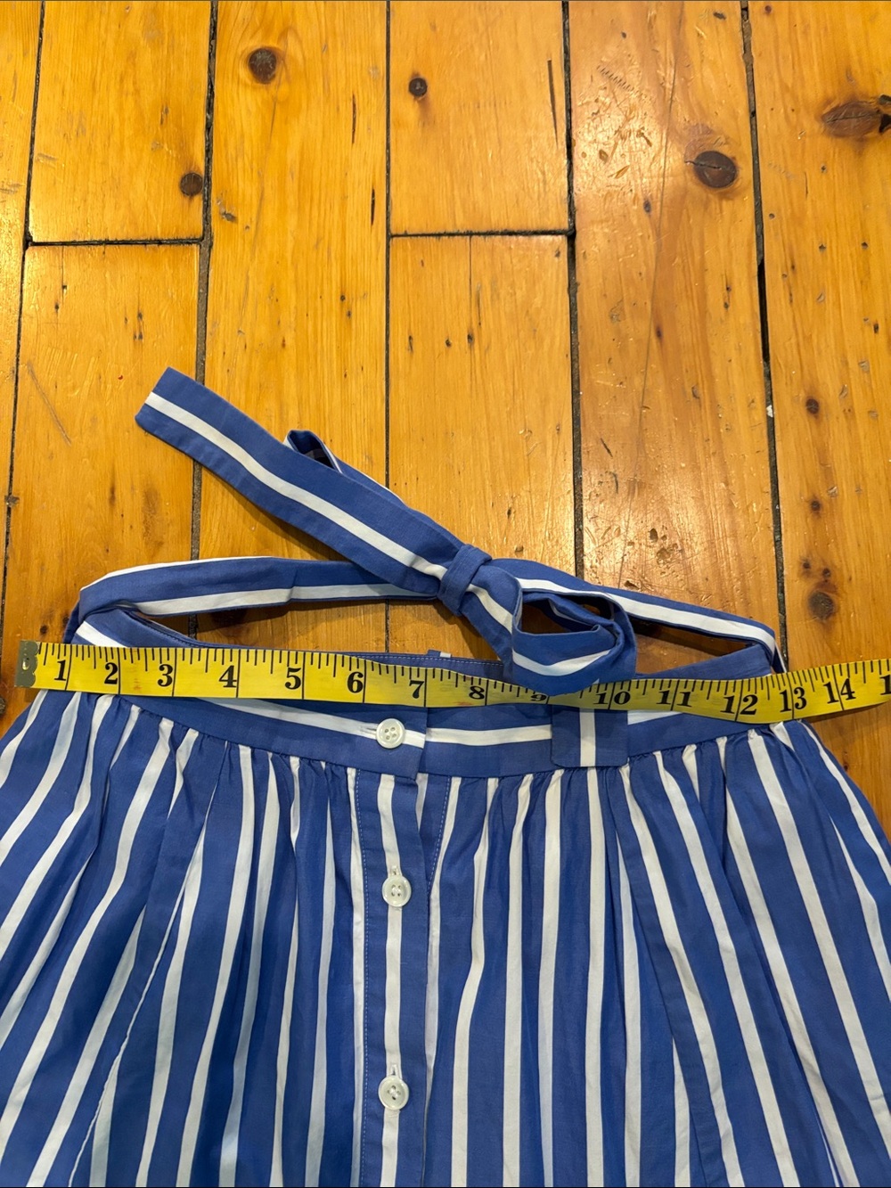 J. Crew Blue and White Striped Button-Front Midi Skirt with Tie Waist - Picture 7 of 8